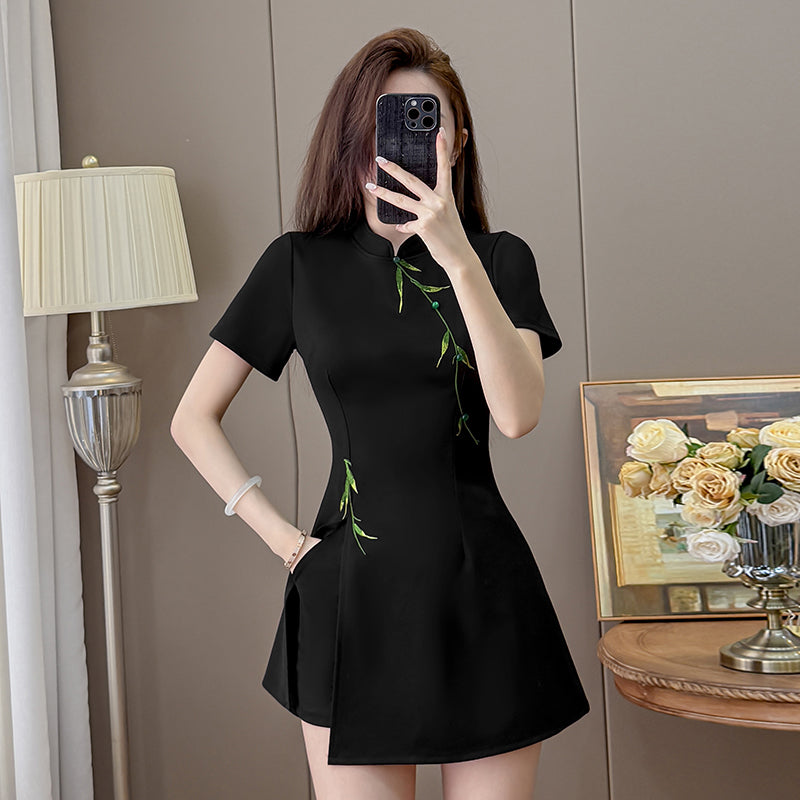 Bamboo Whisper Side-Slit Two-Piece Dress