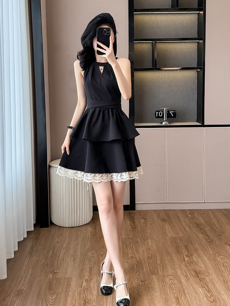 Elise Tiered Lace-Trim Coquette Mini Dress