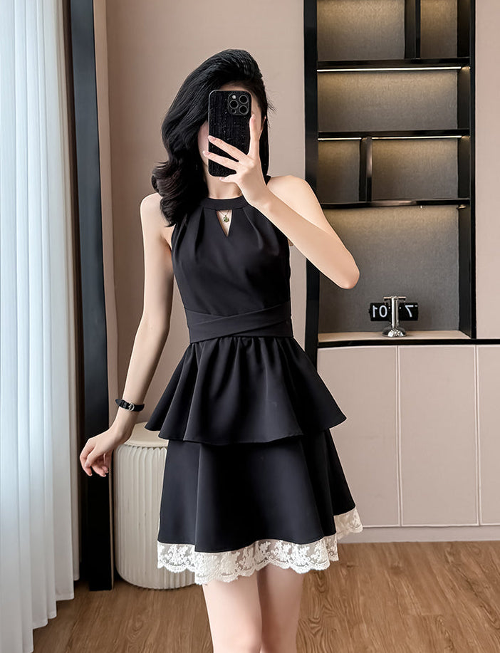 Elise Tiered Lace-Trim Coquette Mini Dress