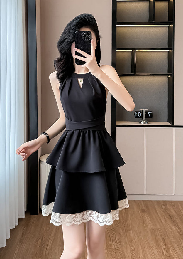 Elise Tiered Lace-Trim Coquette Mini Dress