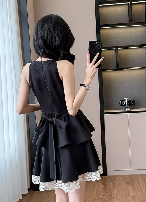 Elise Tiered Lace-Trim Coquette Mini Dress
