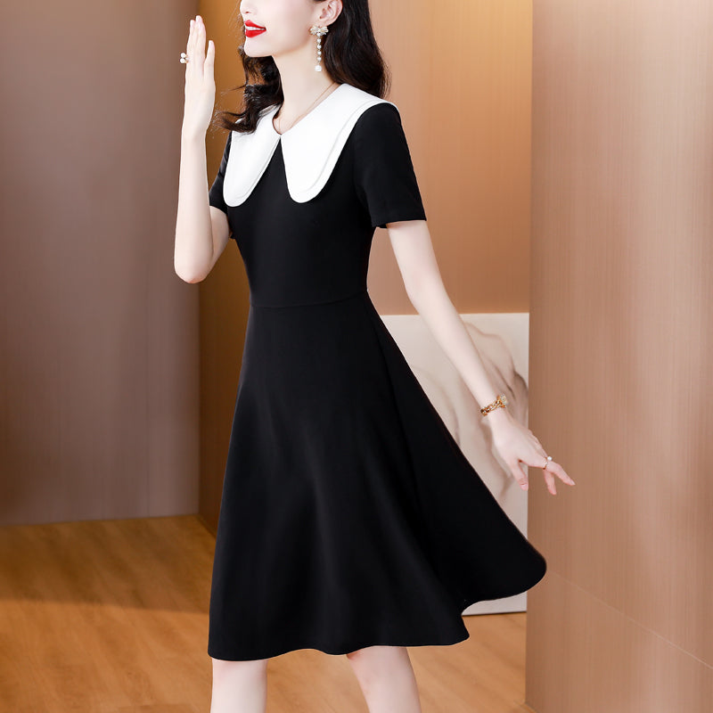 Black Peter Pan Collar A-Line Dress