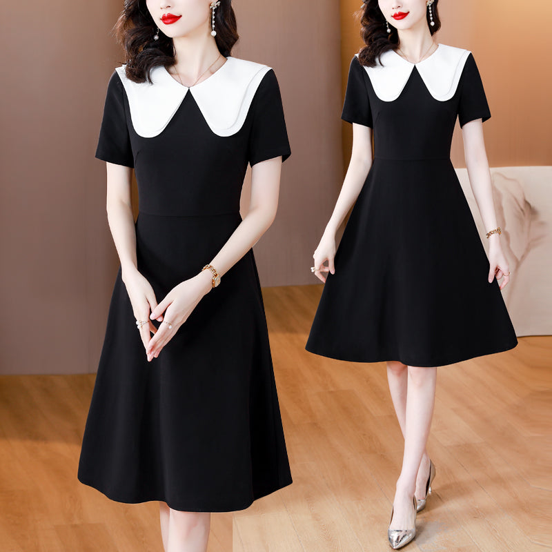 Black Peter Pan Collar A-Line Dress