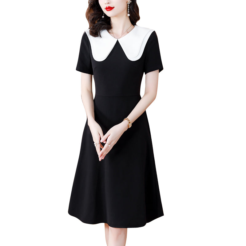 Black Peter Pan Collar A-Line Dress