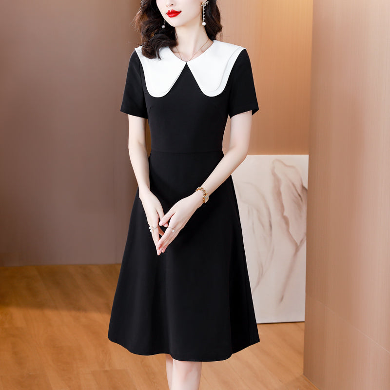 Black Peter Pan Collar A-Line Dress