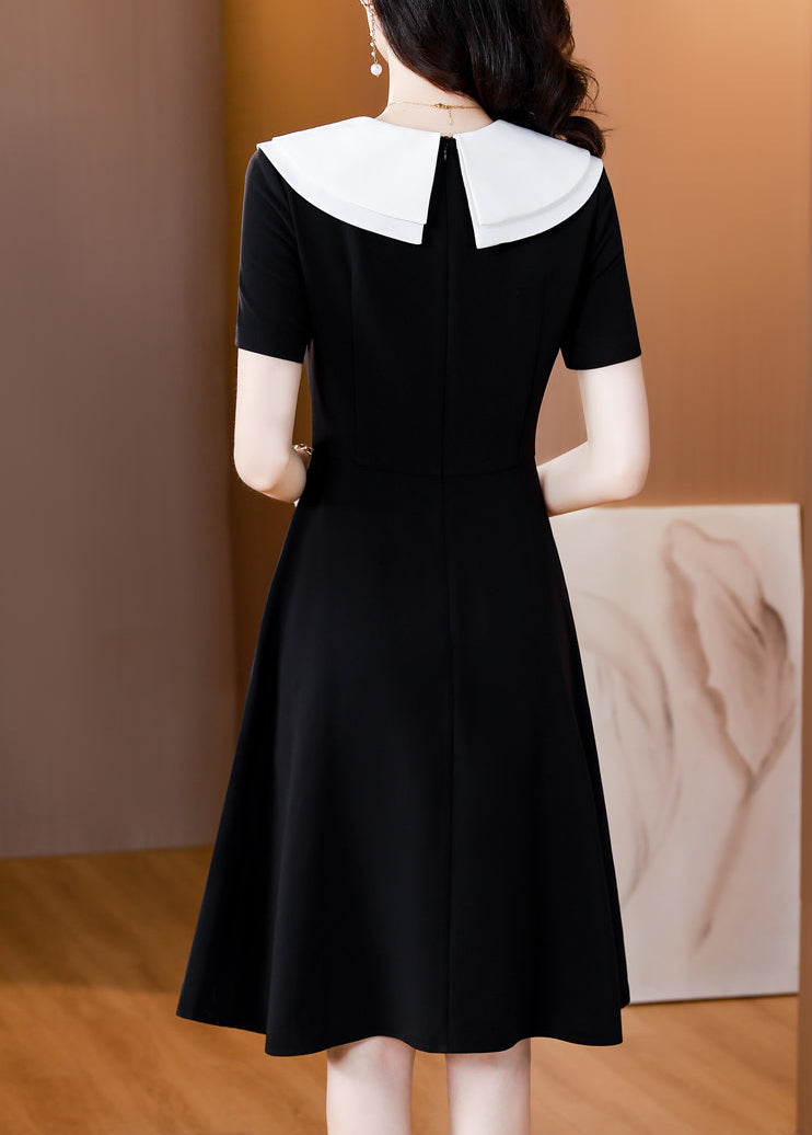 Black Peter Pan Collar A-Line Dress