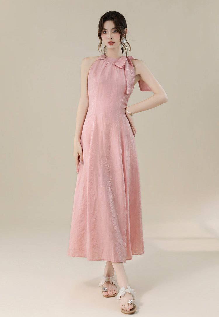 Petal Pink Tie-Shoulder Maxi Dress