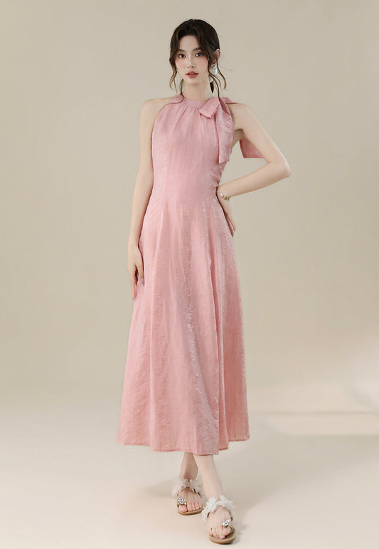 Petal Pink Tie-Shoulder Maxi Dress