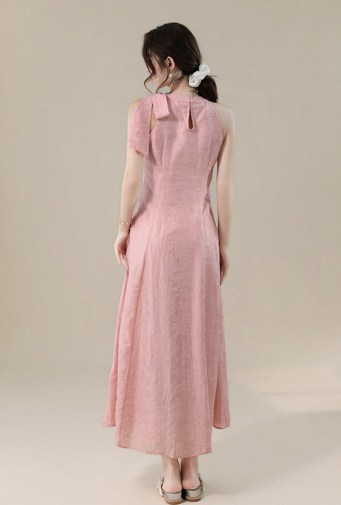 Petal Pink Tie-Shoulder Maxi Dress