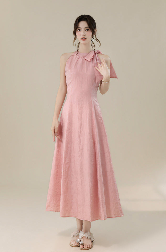 Petal Pink Tie-Shoulder Maxi Dress