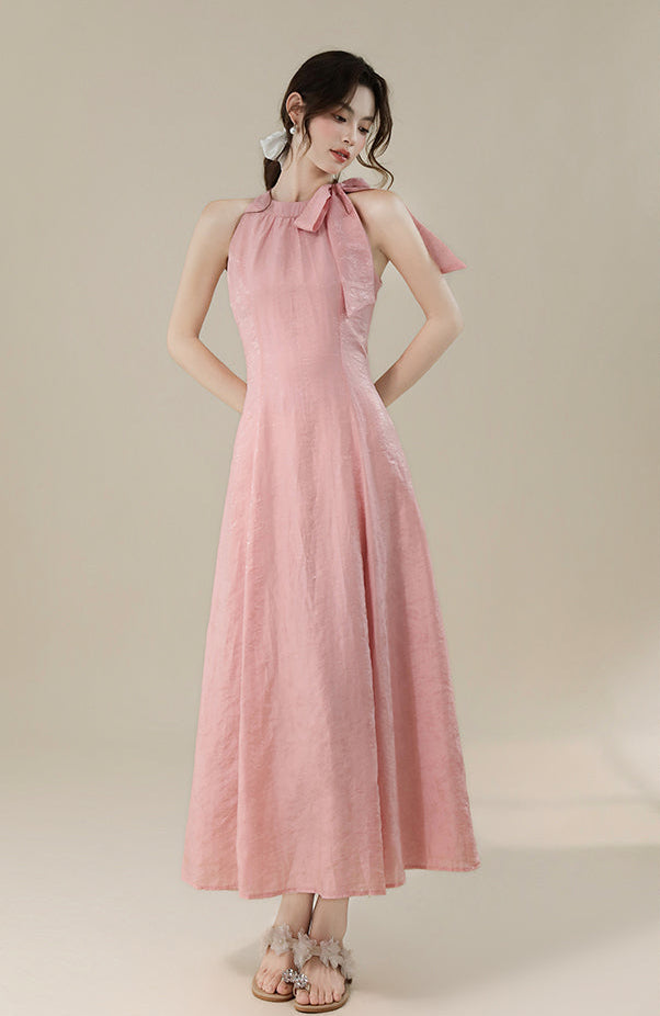 Petal Pink Tie-Shoulder Maxi Dress