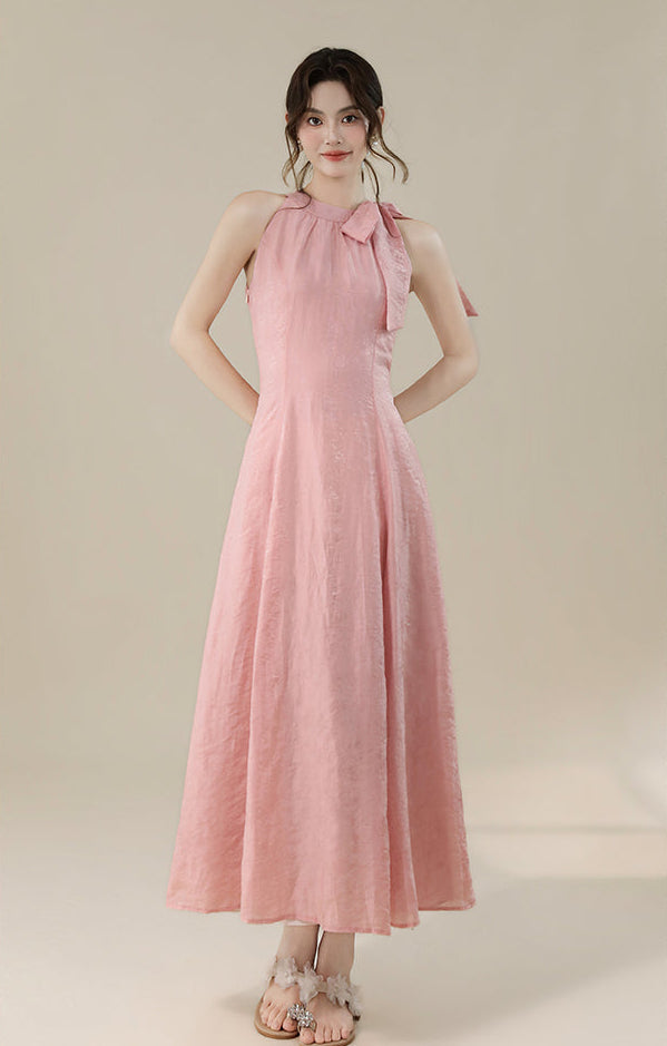 Petal Pink Tie-Shoulder Maxi Dress