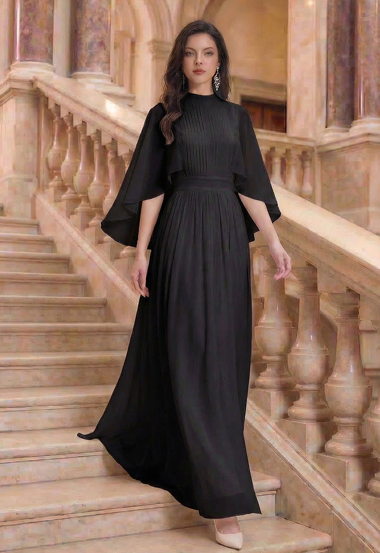 High-Neck Chiffon A-Line Evening Gown