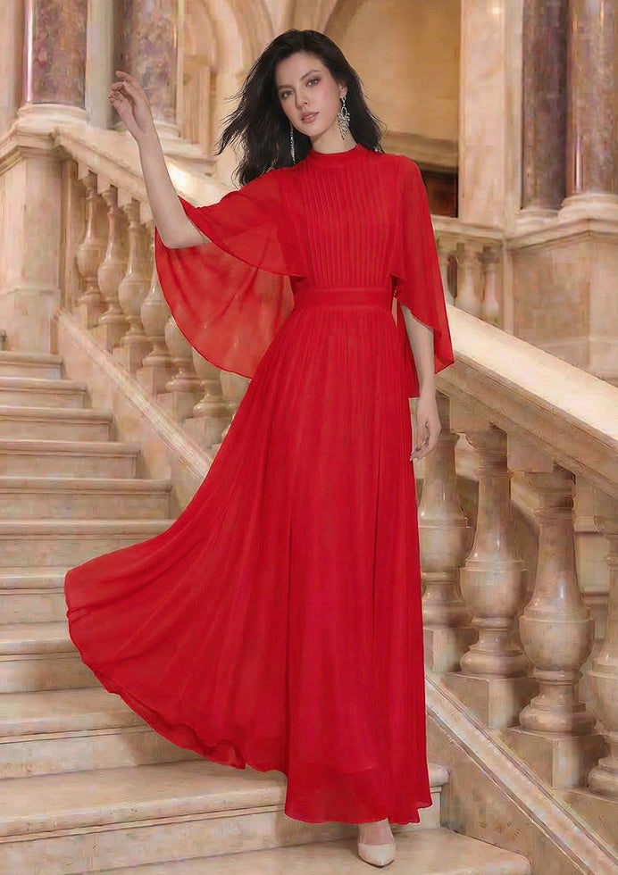 High-Neck Chiffon A-Line Evening Gown