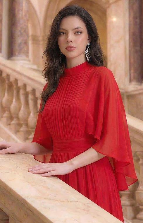 High-Neck Chiffon A-Line Evening Gown