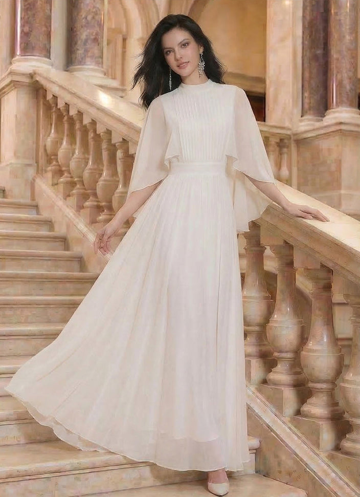 High-Neck Chiffon A-Line Evening Gown