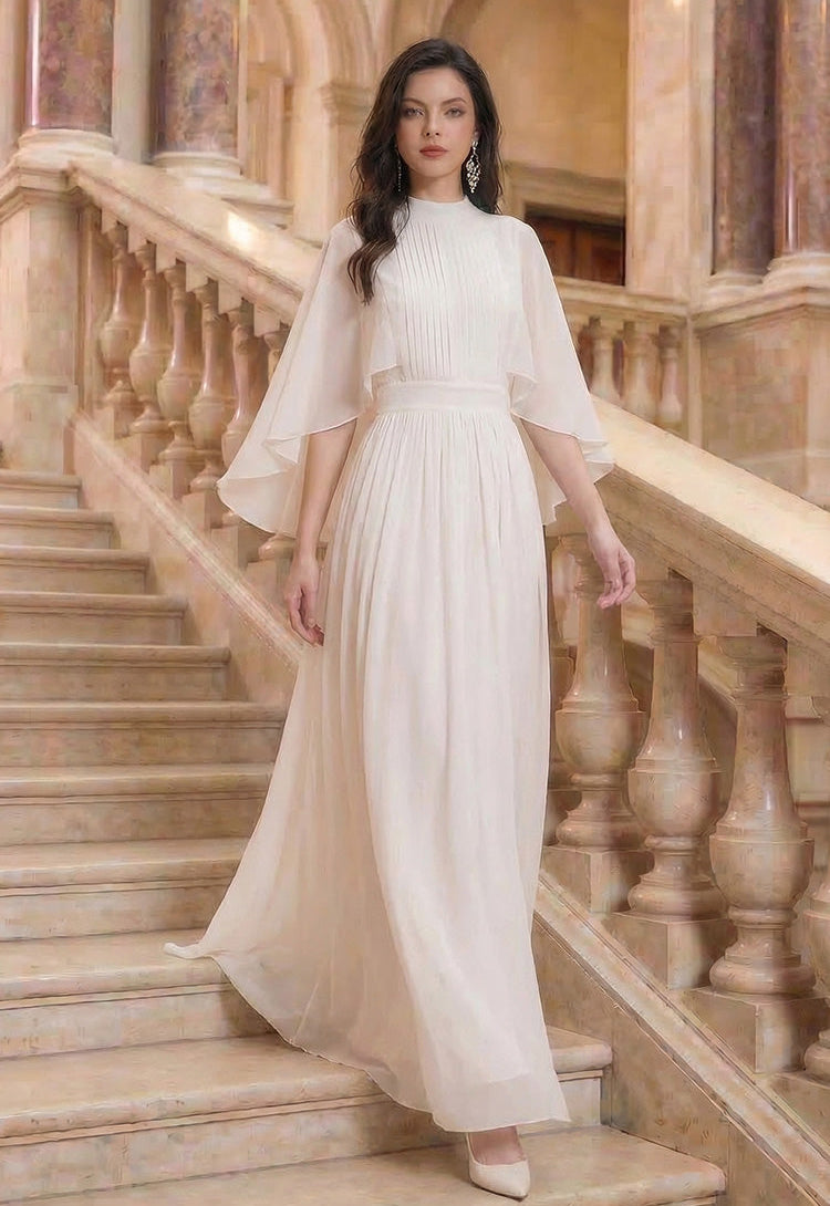 High-Neck Chiffon A-Line Evening Gown
