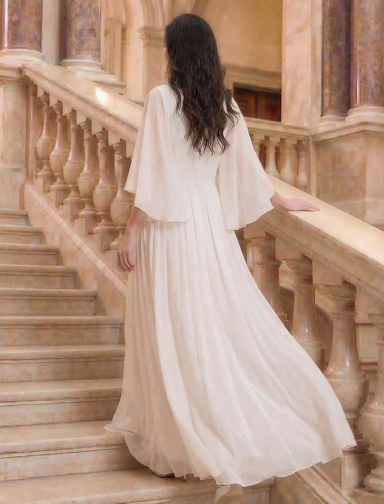 High-Neck Chiffon A-Line Evening Gown