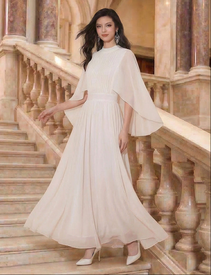 High-Neck Chiffon A-Line Evening Gown