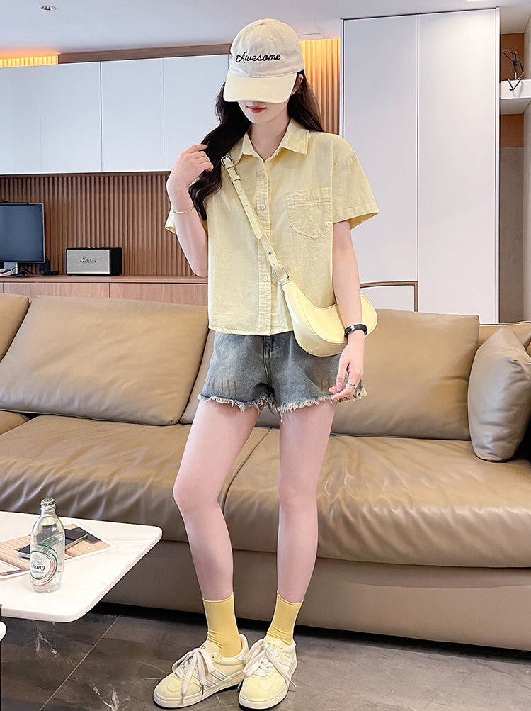 Casual Loose Short-Sleeved Shirt Jacket