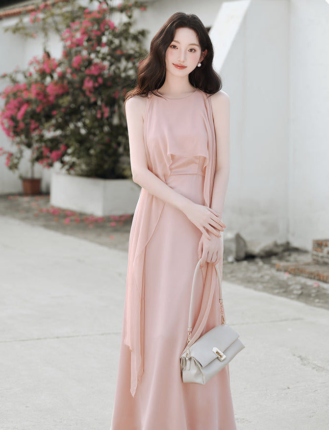 Celeste Sheer Capelet A-Line Evening Maxi Dress