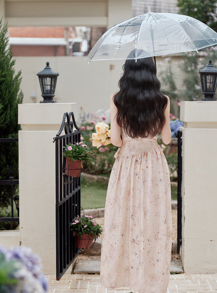 Champagne Pink Floral Maxi Dress
