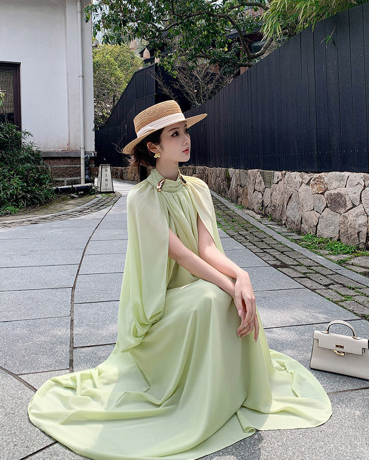 High-Neck Aura Cape Dress