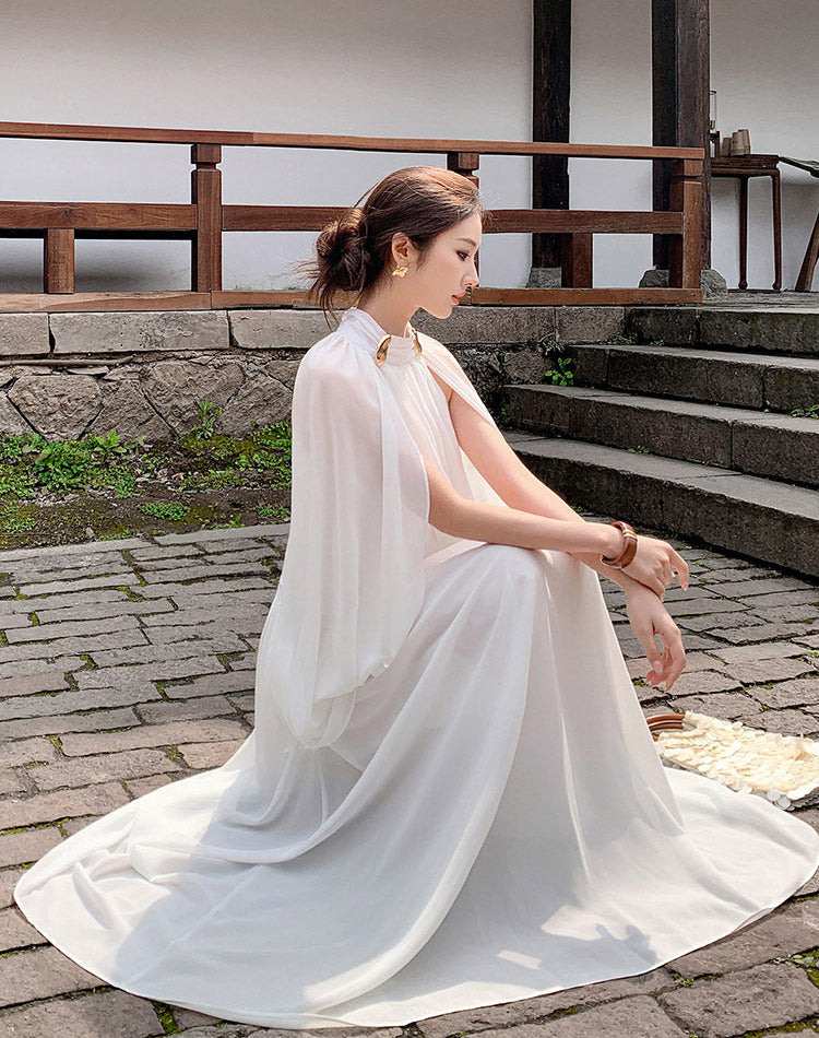 High-Neck Aura Cape Dress