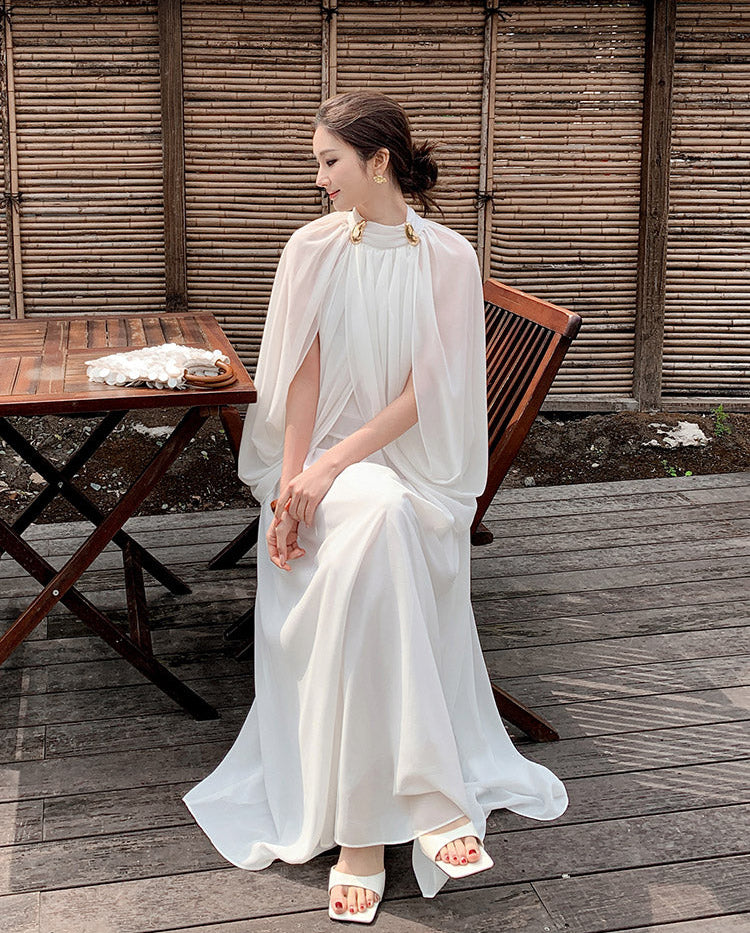 High-Neck Aura Cape Dress