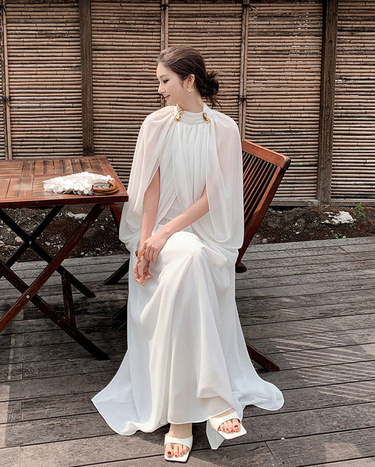 High-Neck Aura Cape Dress