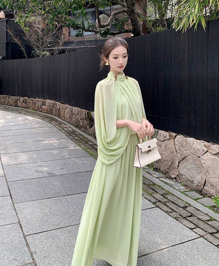 High-Neck Aura Cape Dress