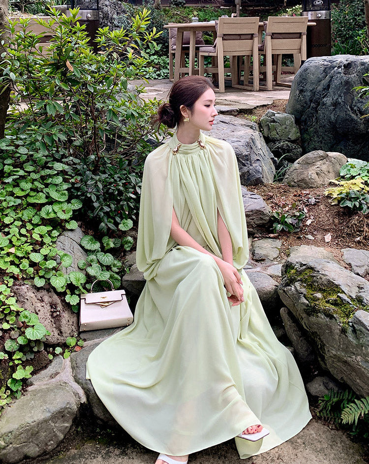 High-Neck Aura Cape Dress