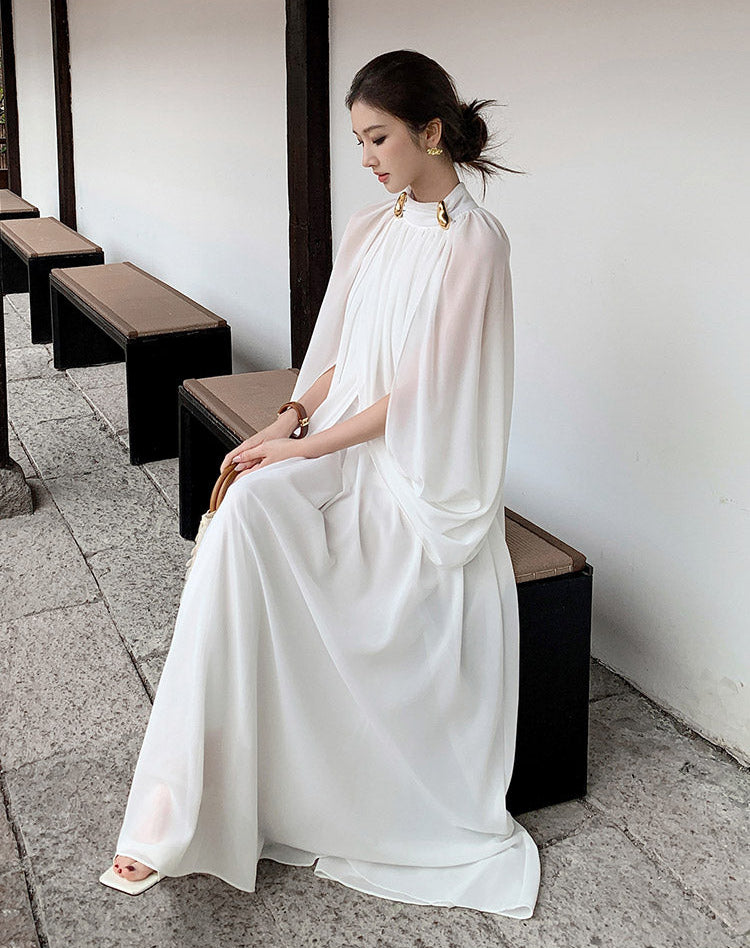 High-Neck Aura Cape Dress