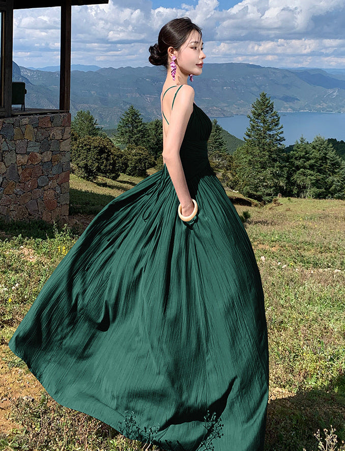 Chiffon Cross-Waist Pleated Maxi