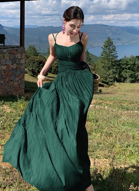 Chiffon Cross-Waist Pleated Maxi
