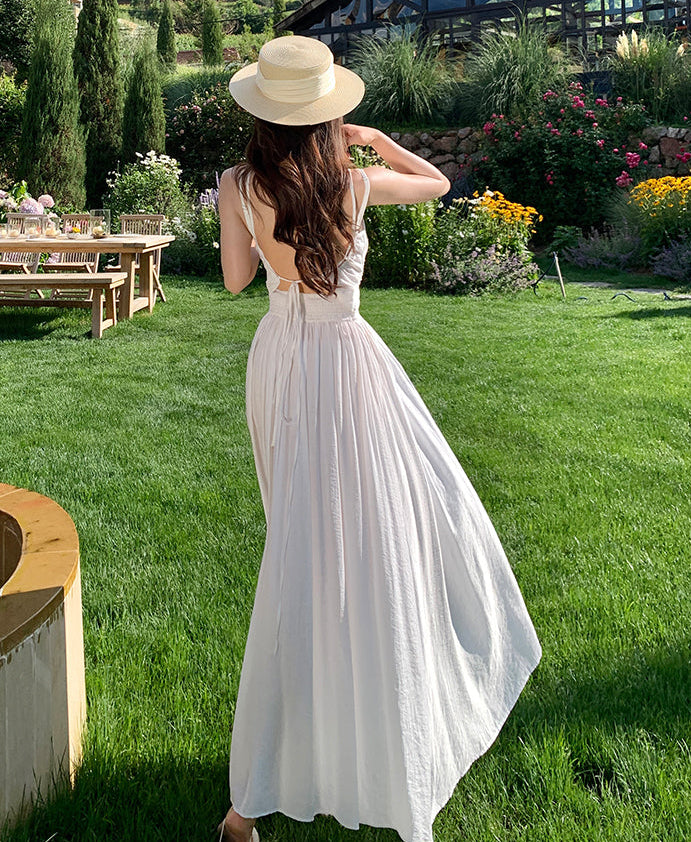 Chiffon Cross-Waist Pleated Maxi