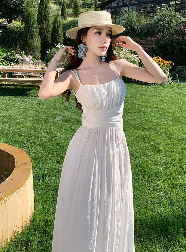 Chiffon Cross-Waist Pleated Maxi