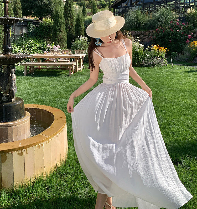 Chiffon Cross-Waist Pleated Maxi