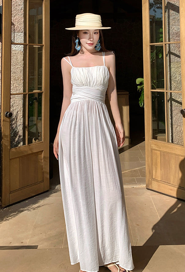 Chiffon Cross-Waist Pleated Maxi