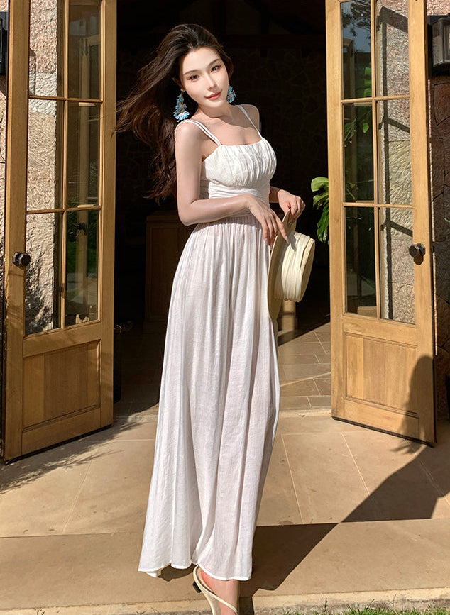 Chiffon Cross-Waist Pleated Maxi