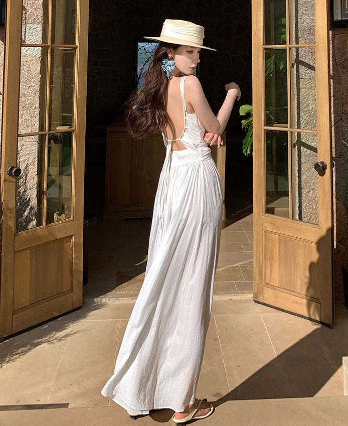 Chiffon Cross-Waist Pleated Maxi