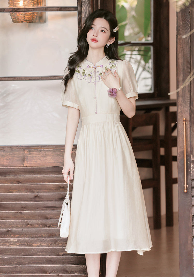 Pastel Heritage Cheongsam Midi