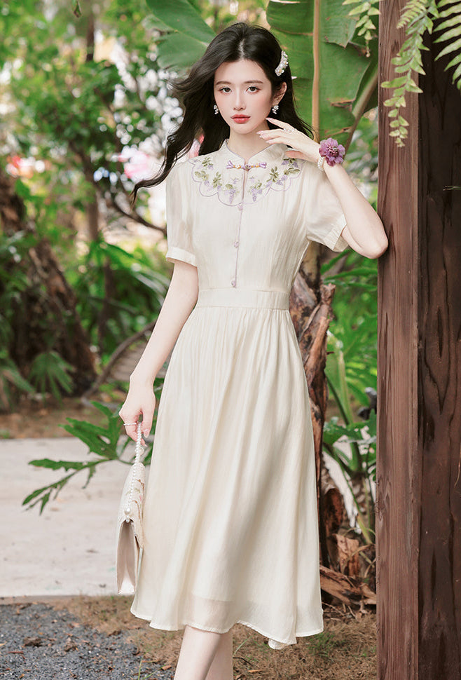 Pastel Heritage Cheongsam Midi