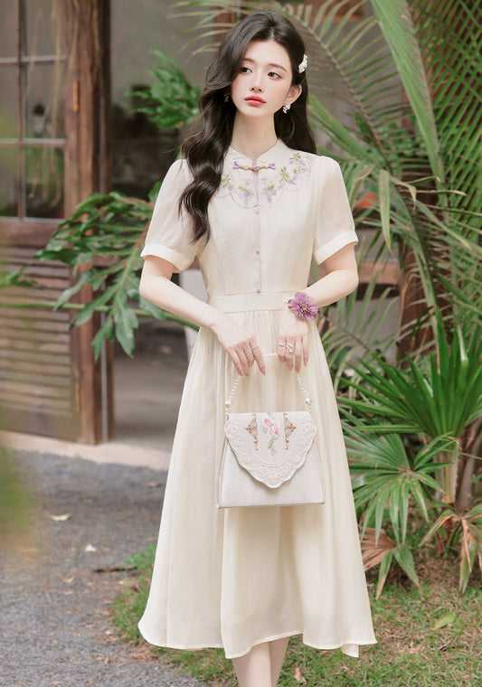 Pastel Heritage Cheongsam Midi
