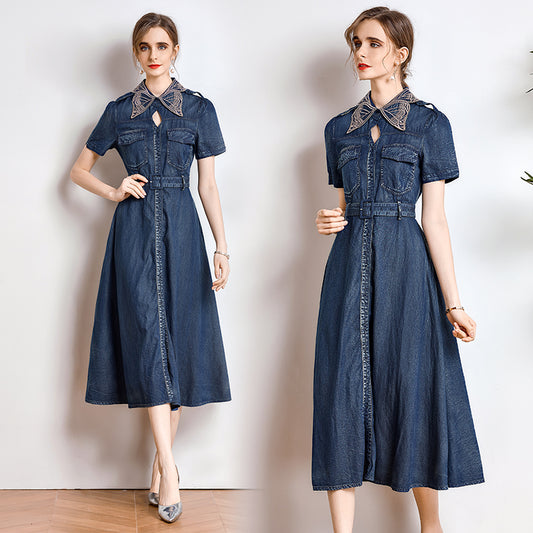 Chrysalis Butterfly Collar Denim Dress
