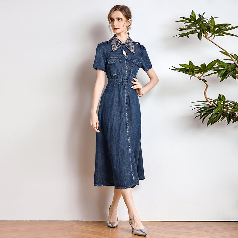 Chrysalis Butterfly Collar Denim Dress