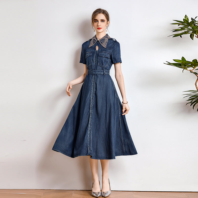 Chrysalis Butterfly Collar Denim Dress