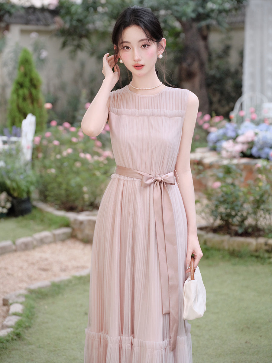 Colette French Chic Pleated Mesh Maxi Dress
