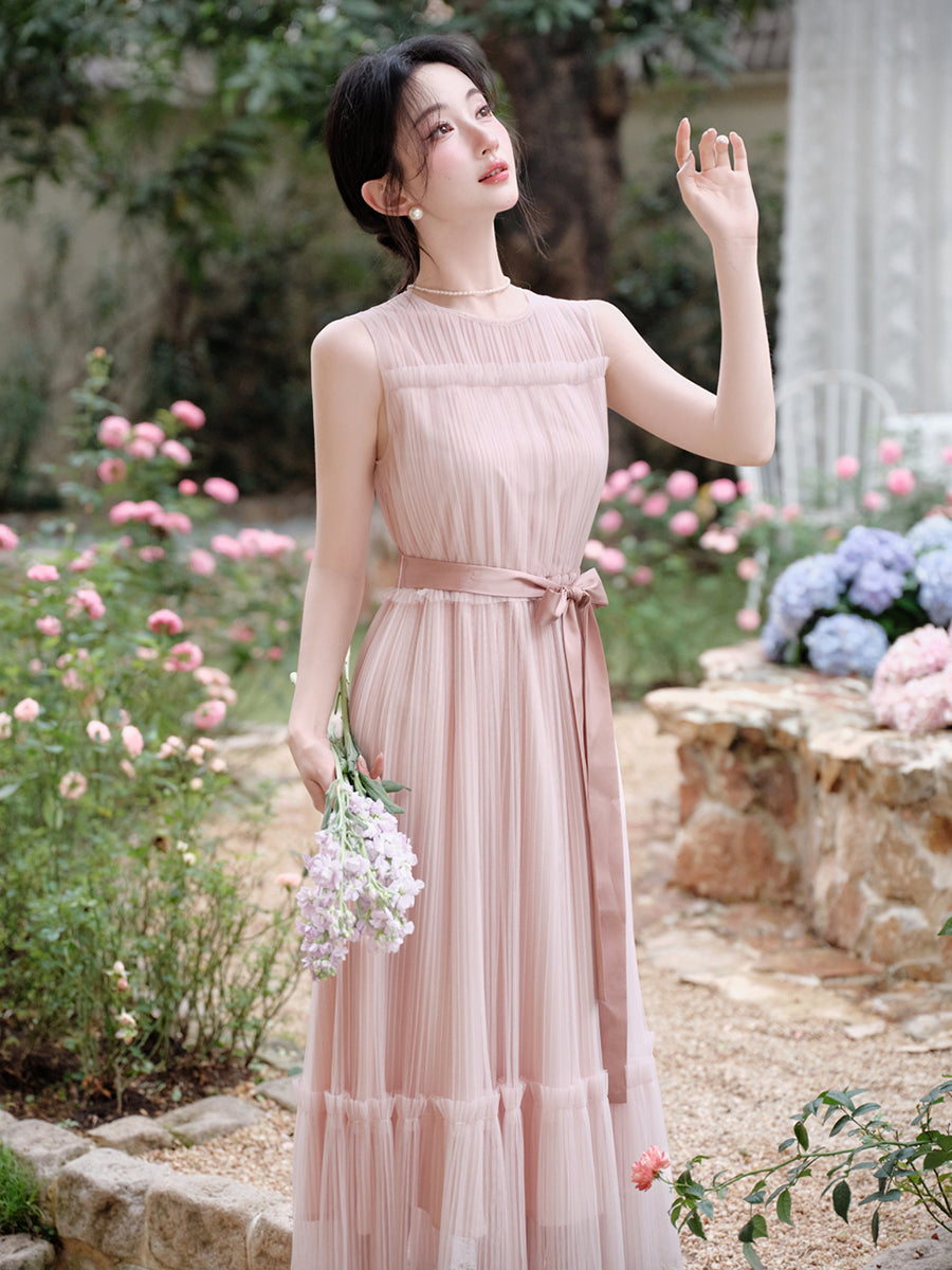 Colette French Chic Pleated Mesh Maxi Dress