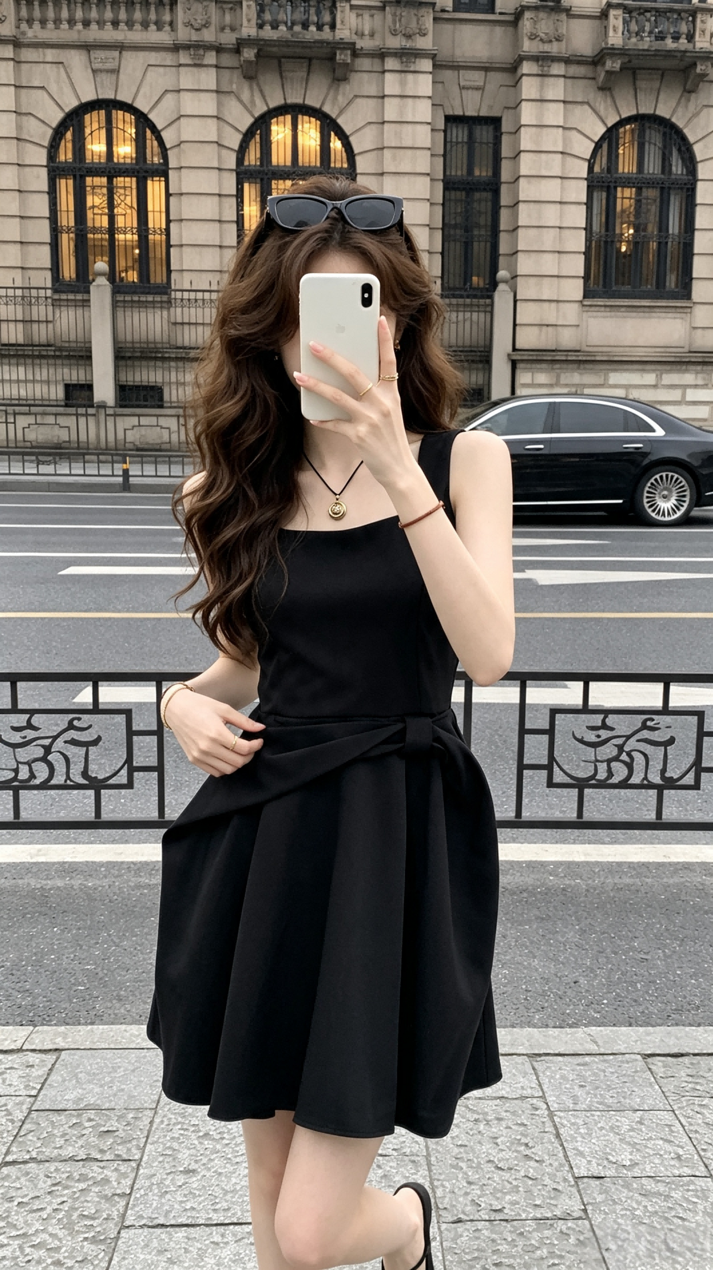 Colette Tied-Waist Square Neck Flare Mini Dress
